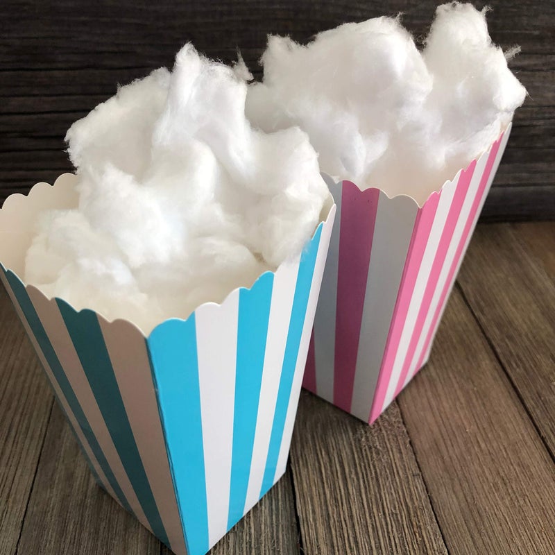 Outside the Box Papers Gender Reveal Paper Popcorn Boxes - Blue Pink White - Stripe Pattern - 24 Pack - Image 3